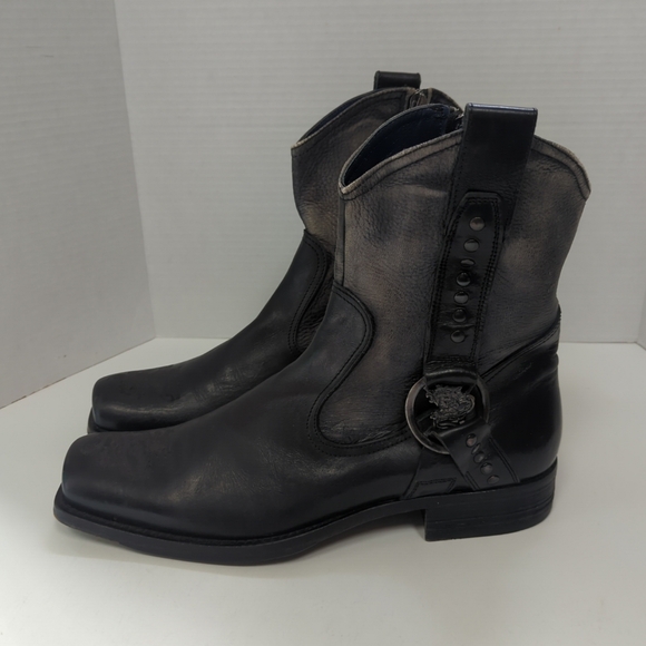 Mark Nason Sz 10 Designer Dragon Ankle Boots Leather Black Rock Lives